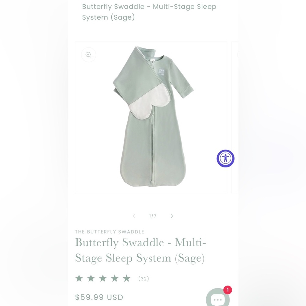 Butterfly Swaddle - Multi-Stage Sleep System (Sage) - Picture 6 of 10